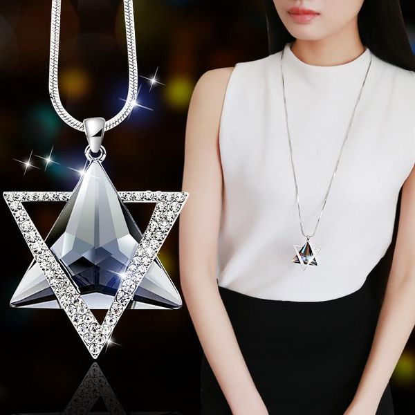 pendant necklaces solomon hexapointed star shape woman's necklace inlaid zircon metal creative fashion ladies party jewelry gift, Silver
pendant necklaces solomon hexapointed star shape woman's necklace inlaid zircon metal creative fashion ladies party jewelry gift, Silver