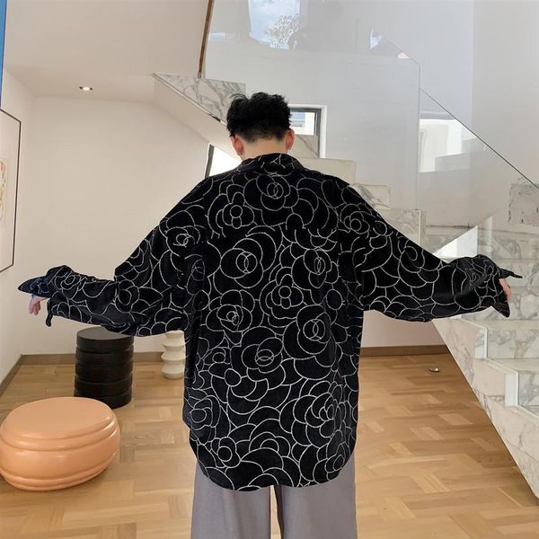men's casual shirts men loose velvet shirt vintage print streetwear hip hop cardigan male long sleeve shining, White;black
men's casual shirts men loose velvet shirt vintage print streetwear hip hop cardigan male long sleeve shining, White;black