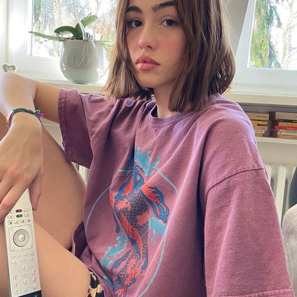 women's t-shirt chic carp animal graphic printing shirts summer short sleeve round neck pullover loose women 2021 casual streetwear tee, White
women's t-shirt chic carp animal graphic printing shirts summer short sleeve round neck pullover loose women 2021 casual streetwear tee, White