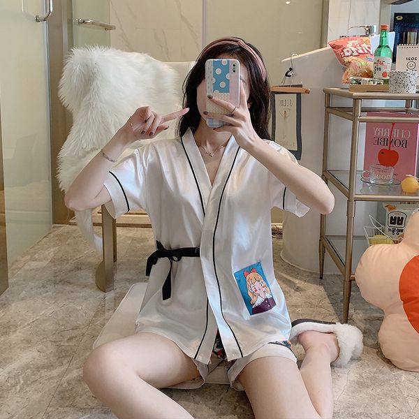 pajamas bingsi women's summer suit short sleeve japanese kimono korean loose two home, Black;red
pajamas bingsi women's summer suit short sleeve japanese kimono korean loose two home, Black;red