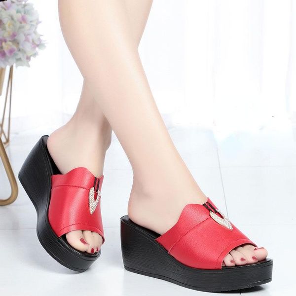 sandals 2021 slope heel slippers women's rhinestone summer leather high-heeled thick-soled heightening shoes, Black
sandals 2021 slope heel slippers women's rhinestone summer leather high-heeled thick-soled heightening shoes, Black