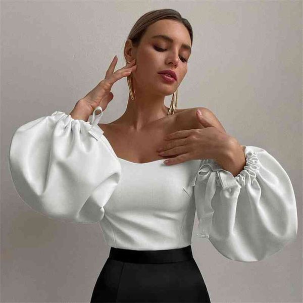 summer one-shoulder lantern sleeve elegant blouse women white loose pullover solid color for shirt 210517
summer one-shoulder lantern sleeve elegant blouse women white loose pullover solid color for shirt 210517