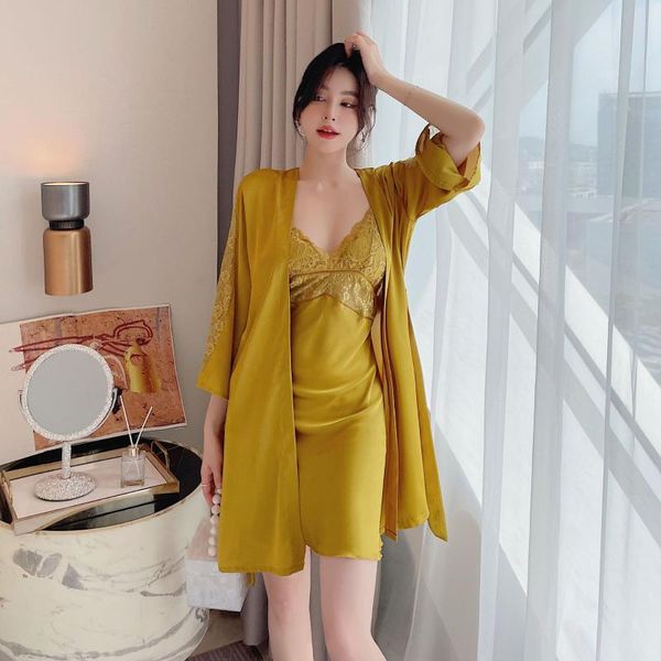 women's sleepwear summer women robe set satin lace patchwork 2pcs v-neck kimono gown female nighty&robe home dressing, Black;red
women's sleepwear summer women robe set satin lace patchwork 2pcs v-neck kimono gown female nighty&robe home dressing, Black;red
