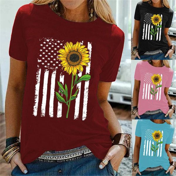 women's t-shirt american flag sunflower female summer fashion short sleeve tshirts printed women girls casual, White
women's t-shirt american flag sunflower female summer fashion short sleeve tshirts printed women girls casual, White