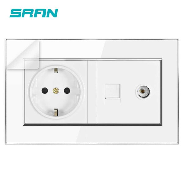 sran eu wall power socket + tv with internet socket rj45 cat5 retardant crystal acrylic panel 146*86mm electricity outlet
sran eu wall power socket + tv with internet socket rj45 cat5 retardant crystal acrylic panel 146*86mm electricity outlet