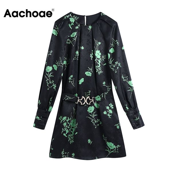 women o neck floral print chic mini dresses long sleeve vintage sashes female a line elegant dress vestidos mujer 210413, Black;gray
women o neck floral print chic mini dresses long sleeve vintage sashes female a line elegant dress vestidos mujer 210413, Black;gray