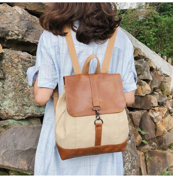 backpack canvas stitching pu leather shoulder bag women school backpacks for boys and girls female rucksack large travel bags
backpack canvas stitching pu leather shoulder bag women school backpacks for boys and girls female rucksack large travel bags