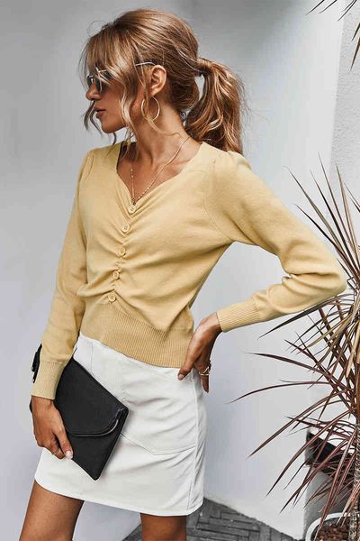 Autumn winter single neckline fashion women's pleated sweater, White
Autumn winter single neckline fashion women's pleated sweater, White