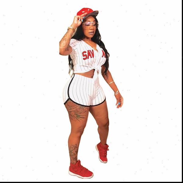 striped letter women tracksuits casual two piece set plus size summer outfits t shirt crop and shorts tracksuit d74, Gray
striped letter women tracksuits casual two piece set plus size summer outfits t shirt crop and shorts tracksuit d74, Gray