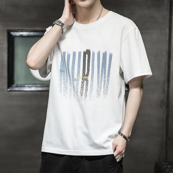 short t-shirt men's summer 2021 new pure cotton fashion brand ice silk half sleeve upper garment loose t-shirt, White;black
short t-shirt men's summer 2021 new pure cotton fashion brand ice silk half sleeve upper garment loose t-shirt, White;black