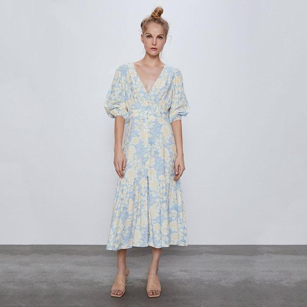 casual dresses midi long dress women v neck vintage bohemian floral printed france chic single breasted ruffles boho beach, Black;gray
casual dresses midi long dress women v neck vintage bohemian floral printed france chic single breasted ruffles boho beach, Black;gray