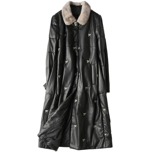 men's leather & faux geniune down coat women korean fashion sheepskin collar jacket, Black
men's leather & faux geniune down coat women korean fashion sheepskin collar jacket, Black