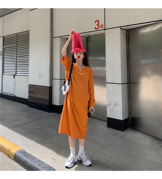 casual dresses 2021 women solid color long dress o-neck short sleeve summer cotton design s, Black;gray
casual dresses 2021 women solid color long dress o-neck short sleeve summer cotton design s, Black;gray