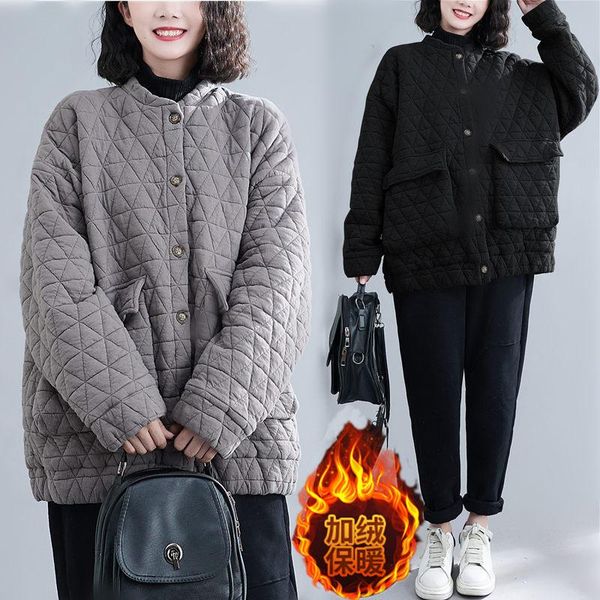 women's jackets 2021 autumn and winter large size quilted jacket loose versatile cotton padded coat warm women overcoat mujer chaqueta, Black;brown
women's jackets 2021 autumn and winter large size quilted jacket loose versatile cotton padded coat warm women overcoat mujer chaqueta, Black;brown