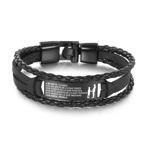charm bracelets español spanish to my grandson nieto from grandma abuela hand-woven bracelet diy engrave leather steel brazalete, Golden;silver
charm bracelets español spanish to my grandson nieto from grandma abuela hand-woven bracelet diy engrave leather steel brazalete, Golden;silver