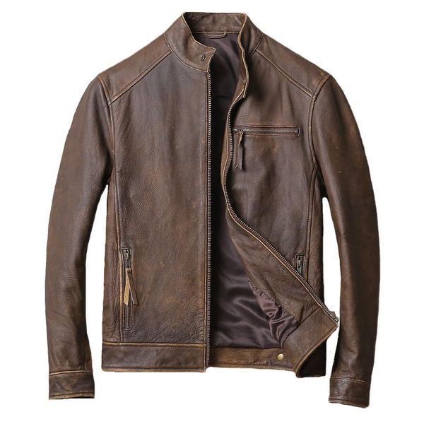 men's leather & faux vintage genuine jackets amika cow spring autumn casual coat for male, Black
men's leather & faux vintage genuine jackets amika cow spring autumn casual coat for male, Black
