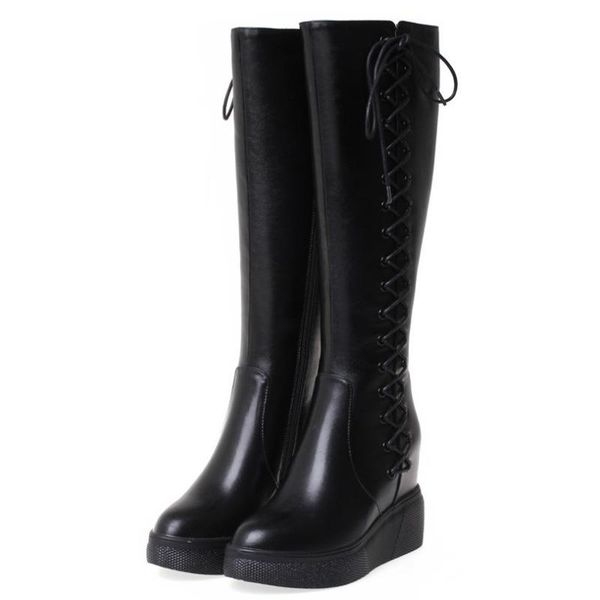 boots 2021 thigh high fashion sneakers women lace up genuine leather wedges heel snow female round toe platform pumps shoes, Black
boots 2021 thigh high fashion sneakers women lace up genuine leather wedges heel snow female round toe platform pumps shoes, Black