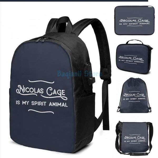 funny graphic print nicolas cage is my spirit animal #2 usb charge backpack men school bags women bag travel laptop
funny graphic print nicolas cage is my spirit animal #2 usb charge backpack men school bags women bag travel laptop