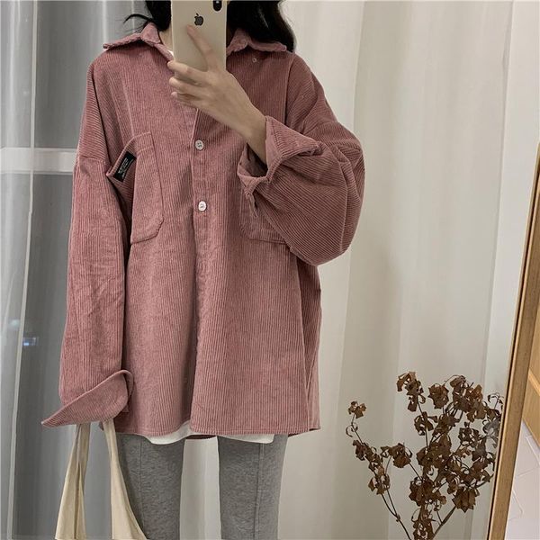 women's blouses & shirts women corduroy solid colorful long sleeve casual autumn daily outwear womens shirt students all-match harajuk, White
women's blouses & shirts women corduroy solid colorful long sleeve casual autumn daily outwear womens shirt students all-match harajuk, White