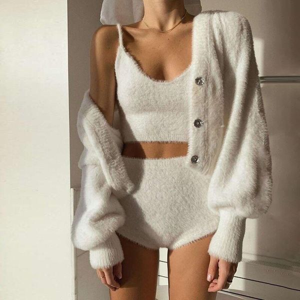women's tracksuits olomm european and style furry sling three-piece set ins net red same suit high waist exposed umbilical slim jacket, Gray
women's tracksuits olomm european and style furry sling three-piece set ins net red same suit high waist exposed umbilical slim jacket, Gray