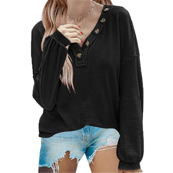 women's t-shirt button women long sleeve autumn winter v-neck loose solid color casual korean fashion clothing, White
women's t-shirt button women long sleeve autumn winter v-neck loose solid color casual korean fashion clothing, White
