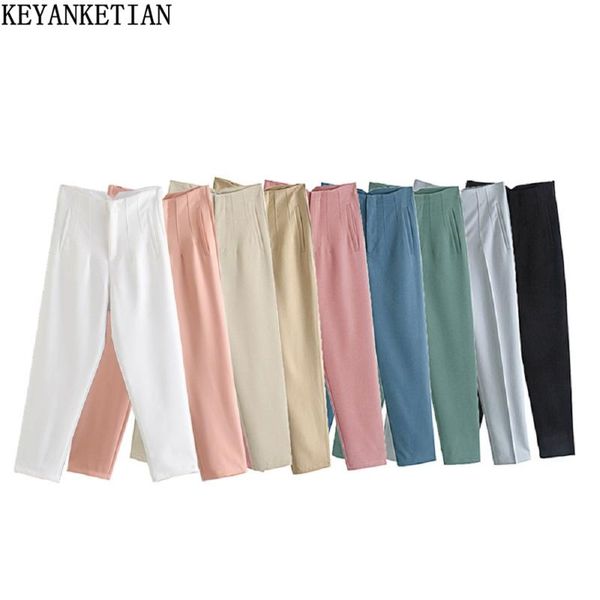women's pants & capris keyanketian chic fashion office with seam details retro high waist zipper flanging ankle mujer, Black;white
women's pants & capris keyanketian chic fashion office with seam details retro high waist zipper flanging ankle mujer, Black;white