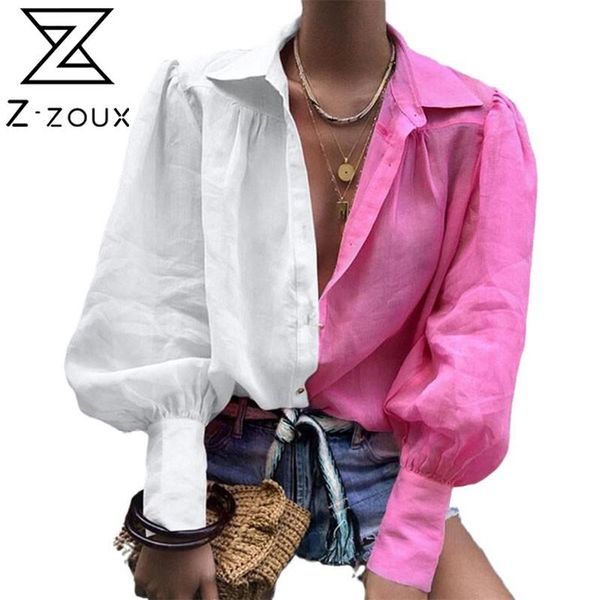 women blouse color matching shirts lantern sleeve patchwork ladies loose casual plus size woman spring 210513, White
women blouse color matching shirts lantern sleeve patchwork ladies loose casual plus size woman spring 210513, White