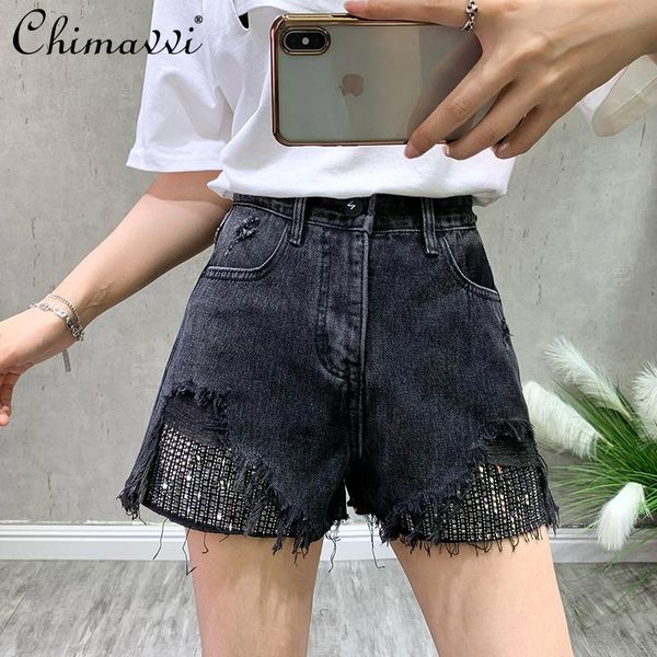 women's jeans fashion ripped rhinestone solid color denim shorts summer 2021 high waist loose slimming wide leg pants, Blue
women's jeans fashion ripped rhinestone solid color denim shorts summer 2021 high waist loose slimming wide leg pants, Blue
