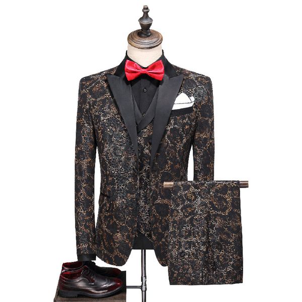 men's suits & blazers 2021 large suit of three garments ed as stage banquet at night thin floral host, White;black
men's suits & blazers 2021 large suit of three garments ed as stage banquet at night thin floral host, White;black