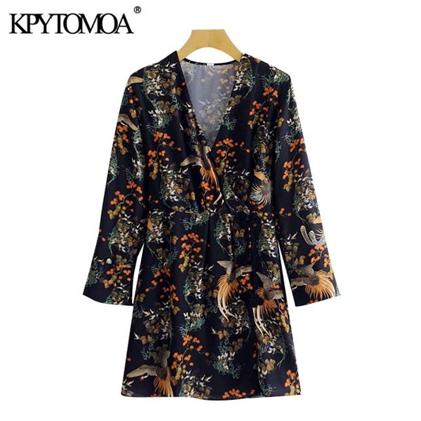 women chic fashion floral print warp mini dress long sleeve with lining female dresses vestidos mujer 210420, Black;gray
women chic fashion floral print warp mini dress long sleeve with lining female dresses vestidos mujer 210420, Black;gray