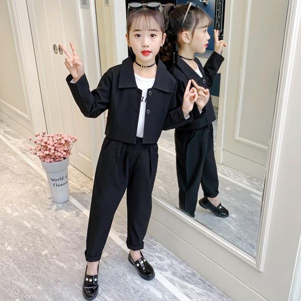 clothing sets children's suit for girl long sleeve blazer and pants two piece gray black color fashion casual kids clothes girls outfit, White
clothing sets children's suit for girl long sleeve blazer and pants two piece gray black color fashion casual kids clothes girls outfit, White