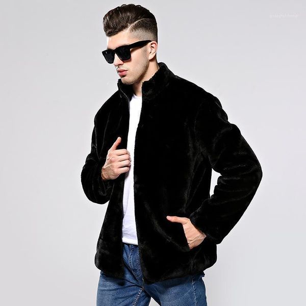 men's fur & faux imitation coat mink leather, Black