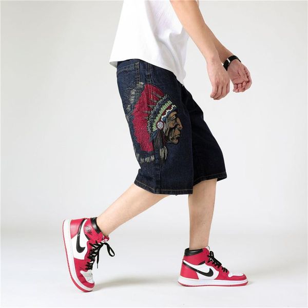 men's shorts big size denim men baggy jeans skateboard knee length chief embroidery 2021 summer casual bottoms j0216, White;black
men's shorts big size denim men baggy jeans skateboard knee length chief embroidery 2021 summer casual bottoms j0216, White;black