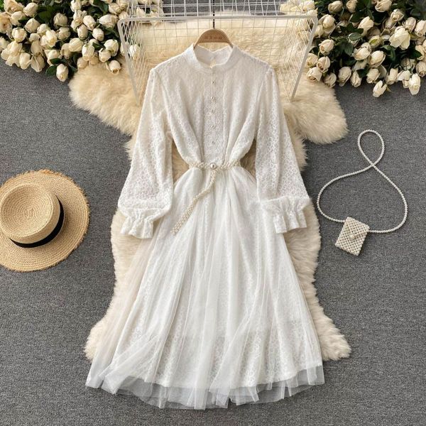 casual dresses autumn sweet beige/black/white lace mesh dress women elegant stand collar single breasted a-line party vestidos female 2021, Black;gray
casual dresses autumn sweet beige/black/white lace mesh dress women elegant stand collar single breasted a-line party vestidos female 2021, Black;gray