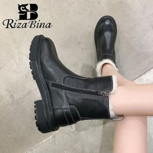 boots rizabina women snow real leather warm fur plush winter shoes woman buckle fashion platform short boot footwear size 35-39, Black
boots rizabina women snow real leather warm fur plush winter shoes woman buckle fashion platform short boot footwear size 35-39, Black