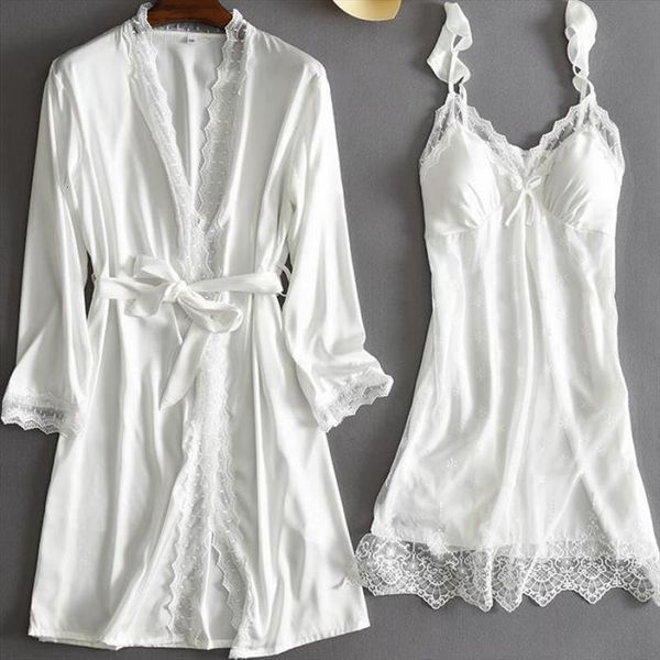 2pcs robe set women sleepwear home clothing v neck intimate lingerie lace spring summer wedding nightgown casual satin nightwear, Black;red
2pcs robe set women sleepwear home clothing v neck intimate lingerie lace spring summer wedding nightgown casual satin nightwear, Black;red