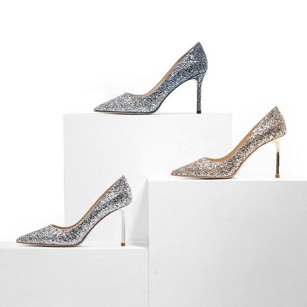 dress shoes pointed rhinestone sequins stiletto high heel bridal wedding large size small all-match women's single, Black
dress shoes pointed rhinestone sequins stiletto high heel bridal wedding large size small all-match women's single, Black