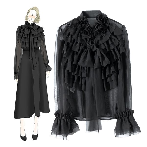women's blouses & shirts spring summer black long sleeve stand collar minimalist plain ribbon tie bow ruffle detail blouse fashion shir, White
women's blouses & shirts spring summer black long sleeve stand collar minimalist plain ribbon tie bow ruffle detail blouse fashion shir, White