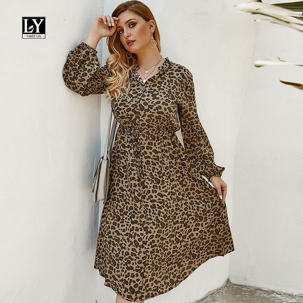 dresses summer autumn plus size leopard single breasted stand collar elastic waist sashes tie up slim dress, Black;gray
dresses summer autumn plus size leopard single breasted stand collar elastic waist sashes tie up slim dress, Black;gray