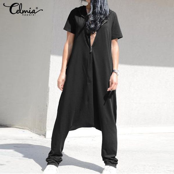 women's jumpsuits & rompers vintage women playsuits celmia short sleeve plus size hoodies casual drop-crotch pantalon zipper long overa, Black;white
women's jumpsuits & rompers vintage women playsuits celmia short sleeve plus size hoodies casual drop-crotch pantalon zipper long overa, Black;white