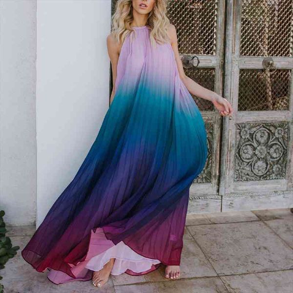elegant party chiffon rainbow floral print maxi dresses women backless halter long dress summer vacation boho beach robe, Black;gray
elegant party chiffon rainbow floral print maxi dresses women backless halter long dress summer vacation boho beach robe, Black;gray
