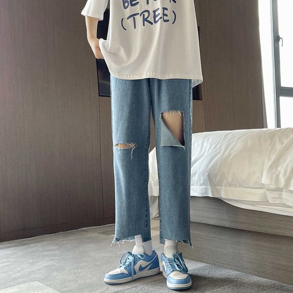 men's jeans men women casual thin denim streetwear ripped hole trousers fashion straight pants all-match boyfriend ozje, Blue
men's jeans men women casual thin denim streetwear ripped hole trousers fashion straight pants all-match boyfriend ozje, Blue