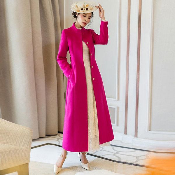 women's wool & blends single breasted coat with belt england style women long cashmere solid slim winter woolen trench, Black
women's wool & blends single breasted coat with belt england style women long cashmere solid slim winter woolen trench, Black