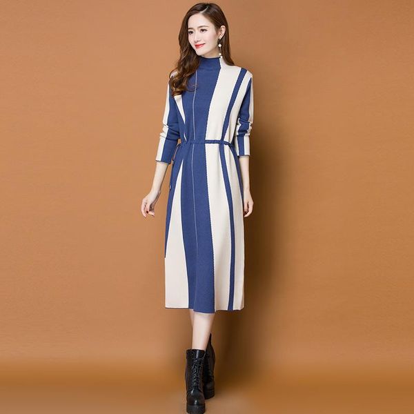 casual dresses winter knitted sweater women autumn turtleneck long sleeve striped warm elegant party dress, Black;gray
casual dresses winter knitted sweater women autumn turtleneck long sleeve striped warm elegant party dress, Black;gray