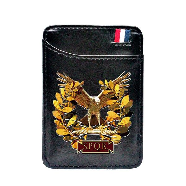 card holders military black leather ancient rome eagle printing magic wallet men women spqr mini thin money clips purse, Brown;gray
card holders military black leather ancient rome eagle printing magic wallet men women spqr mini thin money clips purse, Brown;gray