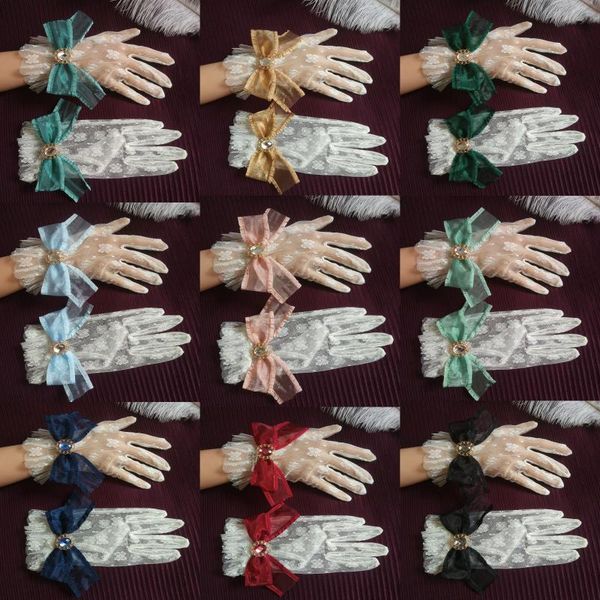 bridal gloves short womens lace full finger cosplay party dress wedding accessories bowknot wrist length, White
bridal gloves short womens lace full finger cosplay party dress wedding accessories bowknot wrist length, White