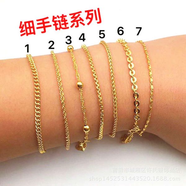 ,bracelet japanese and korean fashion girl simple small fresh thin bracelet women's hand jewelry vietnam sand gold brass plated, Golden;silver
,bracelet japanese and korean fashion girl simple small fresh thin bracelet women's hand jewelry vietnam sand gold brass plated, Golden;silver