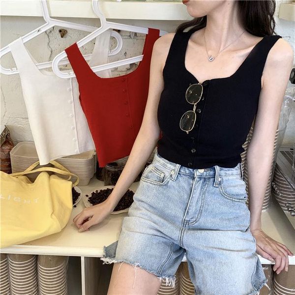 women's tanks & camis crop summer korean style simple knitting sleeveless pullover button sneaky design solid color short vest for, White
women's tanks & camis crop summer korean style simple knitting sleeveless pullover button sneaky design solid color short vest for, White