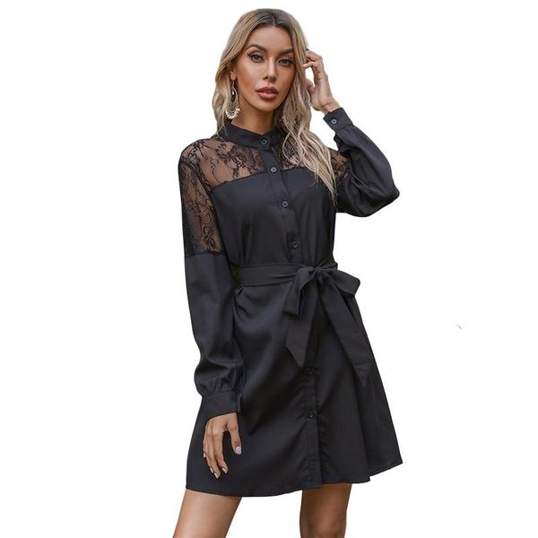 casual dresses autumn night club women's vintage dress lace stitching black with belt fashion female clothing vestido, Black;gray
casual dresses autumn night club women's vintage dress lace stitching black with belt fashion female clothing vestido, Black;gray