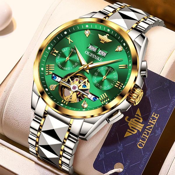 wristwatches luxury men watches automatic mechanical green watch tungsten steel luminous waterproof business sport wristwatch oupinke, Slivery;brown
wristwatches luxury men watches automatic mechanical green watch tungsten steel luminous waterproof business sport wristwatch oupinke, Slivery;brown